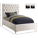 Meridian Cruz Cream Velvet Twin Bed IMAGE 5