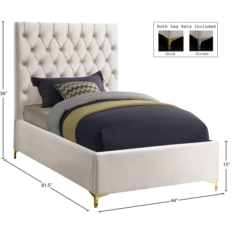 Meridian Cruz Cream Velvet Twin Bed IMAGE 5