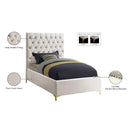 Meridian Cruz Cream Velvet Twin Bed IMAGE 6