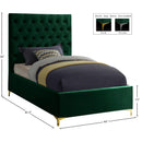 Meridian Cruz Green Velvet Twin Bed IMAGE 5