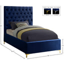 Meridian Cruz Navy Velvet Twin Bed IMAGE 5