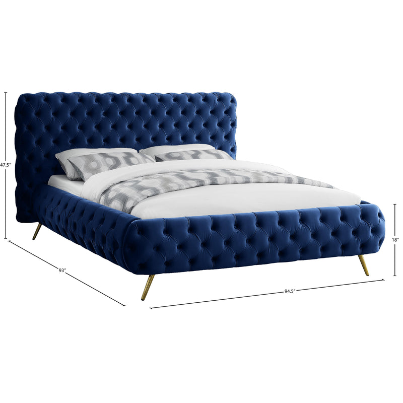 Meridian Delano Navy Velvet King Bed IMAGE 5
