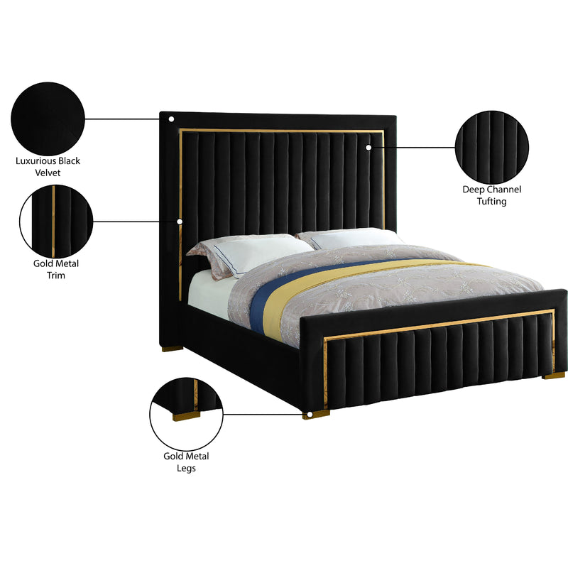 Meridian Dolce Black Velvet King Bed (3 Boxes) IMAGE 6
