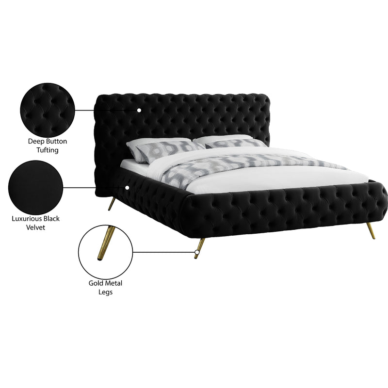 Meridian Delano Black Velvet Queen Bed IMAGE 6