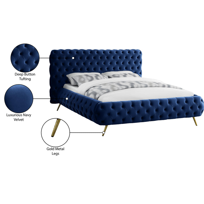 Meridian Delano Navy Velvet Queen Bed IMAGE 6