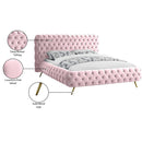 Meridian Delano Pink Velvet Queen Bed IMAGE 6