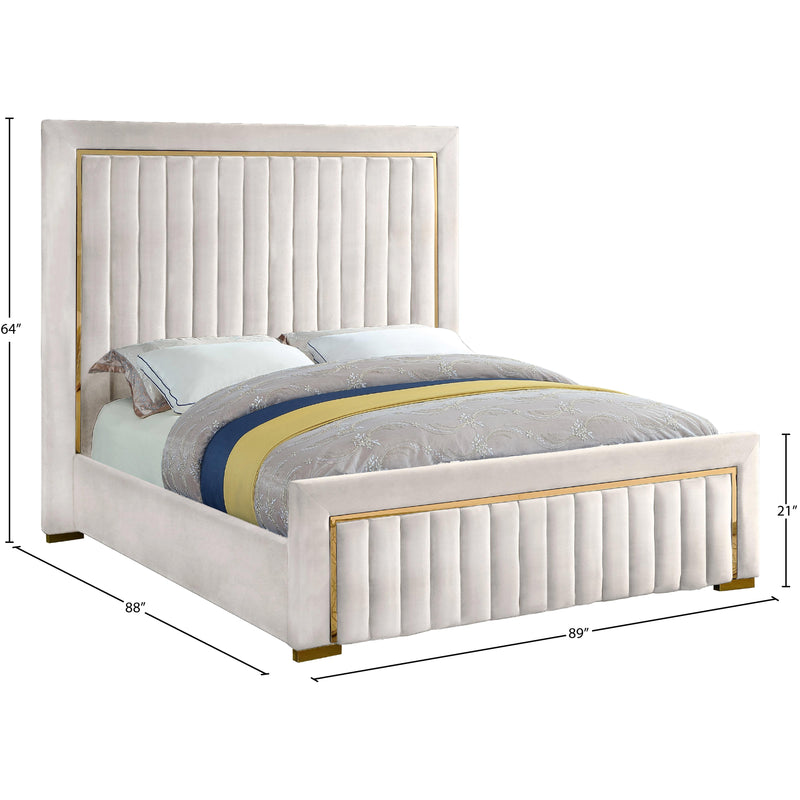 Meridian Dolce Cream Velvet King Bed (3 Boxes) IMAGE 5
