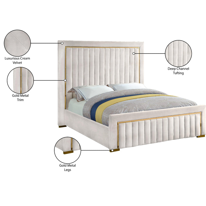 Meridian Dolce Cream Velvet King Bed (3 Boxes) IMAGE 6