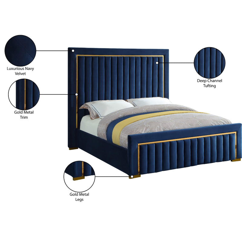 Meridian Dolce Navy Velvet King Bed (3 Boxes) IMAGE 6