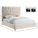 Meridian Eclipse Cream Velvet Full Bed IMAGE 9