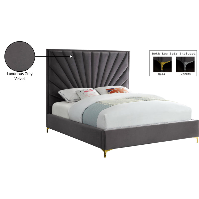 Meridian Eclipse Grey Velvet Queen Bed IMAGE 10