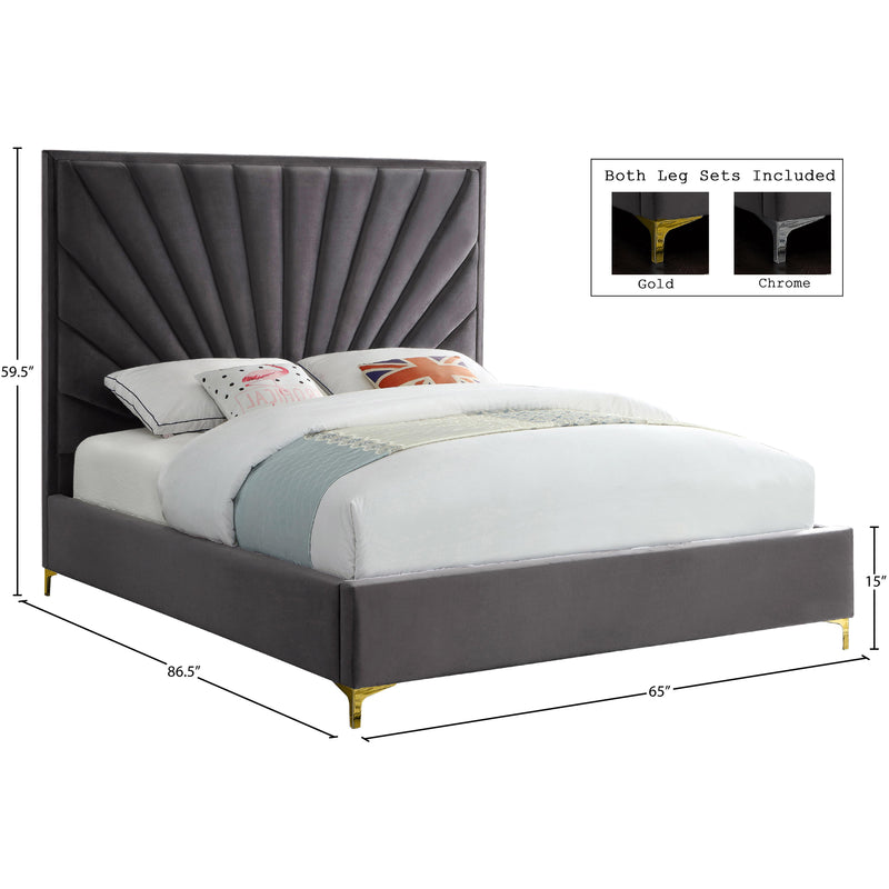 Meridian Eclipse Grey Velvet Queen Bed IMAGE 9