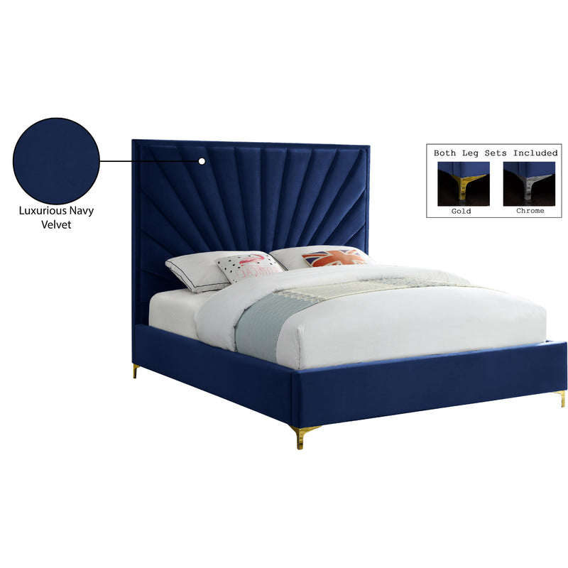 Meridian Eclipse Navy Velvet Queen Bed IMAGE 10