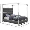 Meridian Encore Grey Vegan Leather Queen Bed (4 Boxes) IMAGE 5