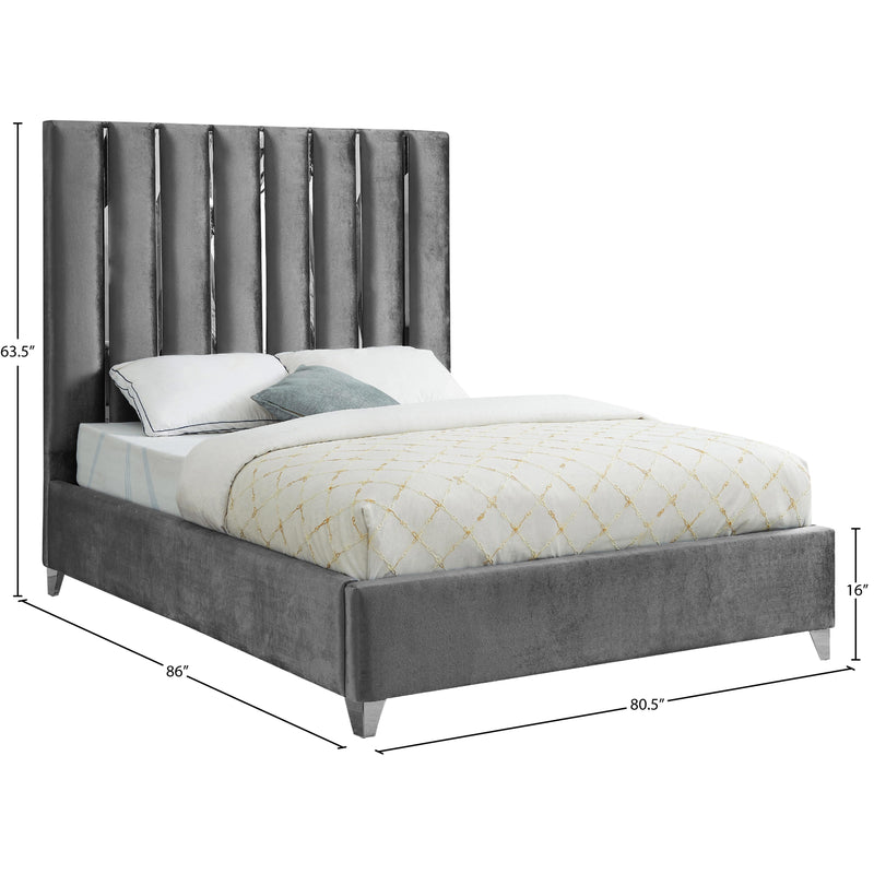Meridian Enzo Grey Velvet King Bed IMAGE 6