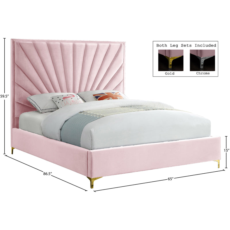 Meridian Eclipse Pink Velvet Queen Bed IMAGE 9
