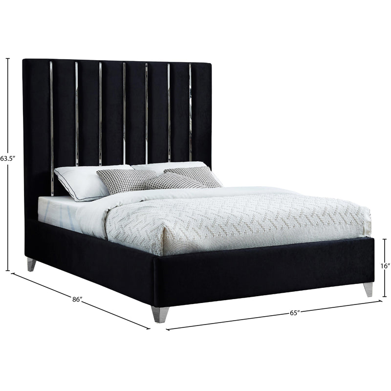 Meridian Enzo Black Velvet Queen Bed IMAGE 6