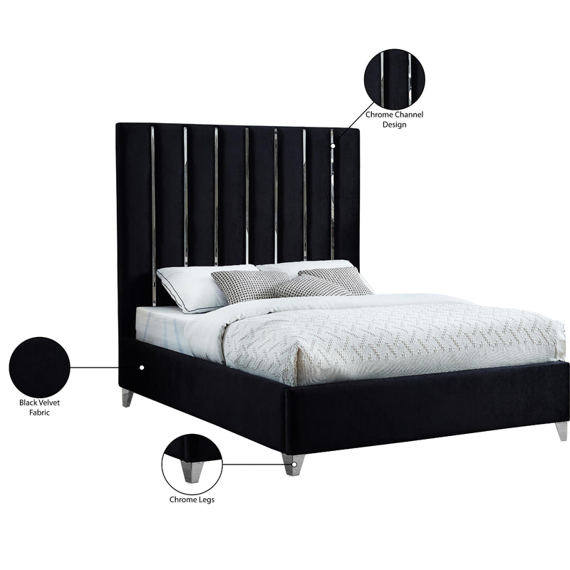 Meridian Enzo Black Velvet Queen Bed IMAGE 7