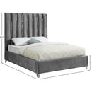 Meridian Enzo Grey Velvet Queen Bed IMAGE 6