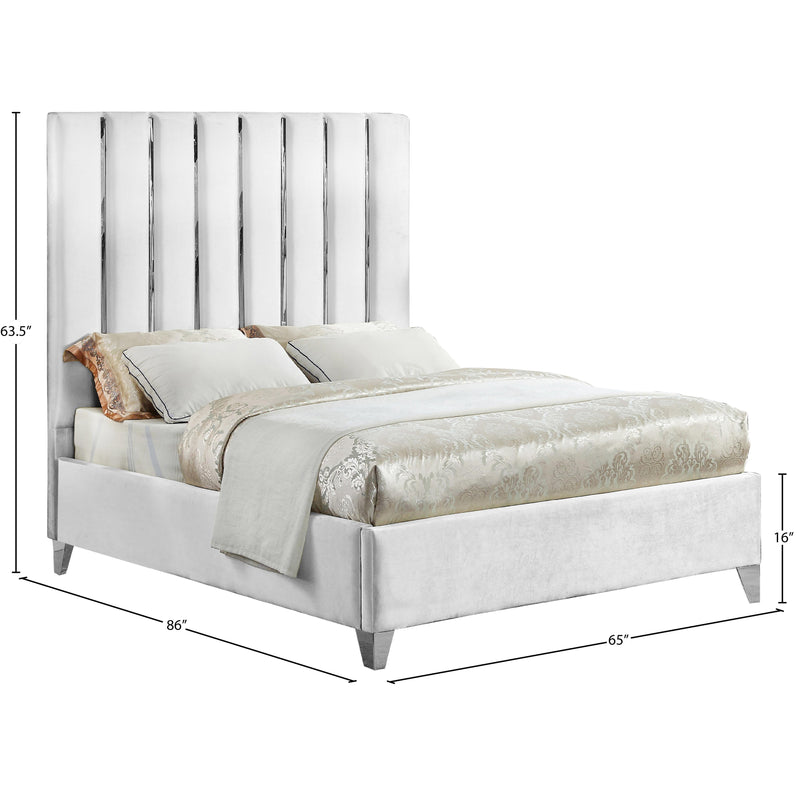 Meridian Enzo White Velvet Queen Bed IMAGE 6