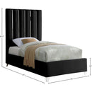 Meridian Enzo Black Velvet Twin Bed IMAGE 3