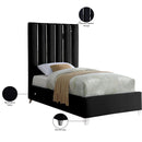 Meridian Enzo Black Velvet Twin Bed IMAGE 4