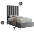 Meridian Enzo Grey Velvet Twin Bed IMAGE 4