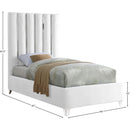 Meridian Enzo White Velvet Twin Bed IMAGE 3