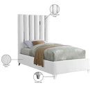 Meridian Enzo White Velvet Twin Bed IMAGE 4