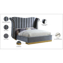 Meridian Flora Grey Velvet King Bed (3 Boxes) IMAGE 5