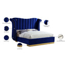Meridian Flora Navy Velvet King Bed (3 Boxes) IMAGE 5