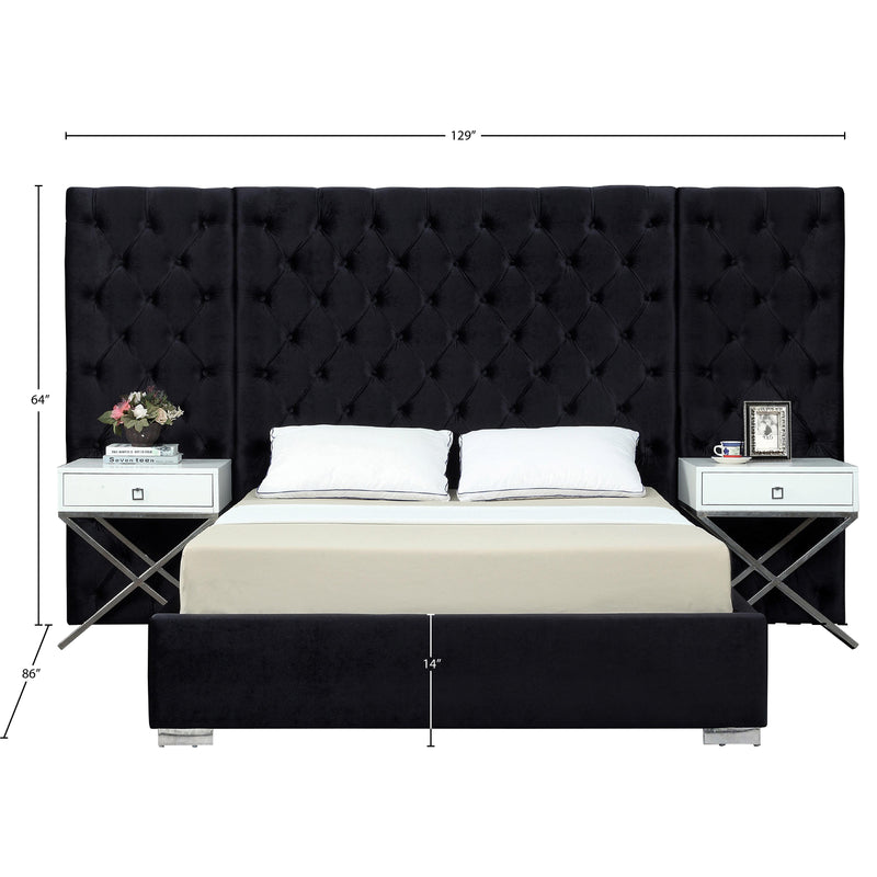 Meridian Grande Black Velvet King Bed (3 Boxes) IMAGE 3