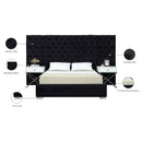 Meridian Grande Black Velvet King Bed (3 Boxes) IMAGE 4