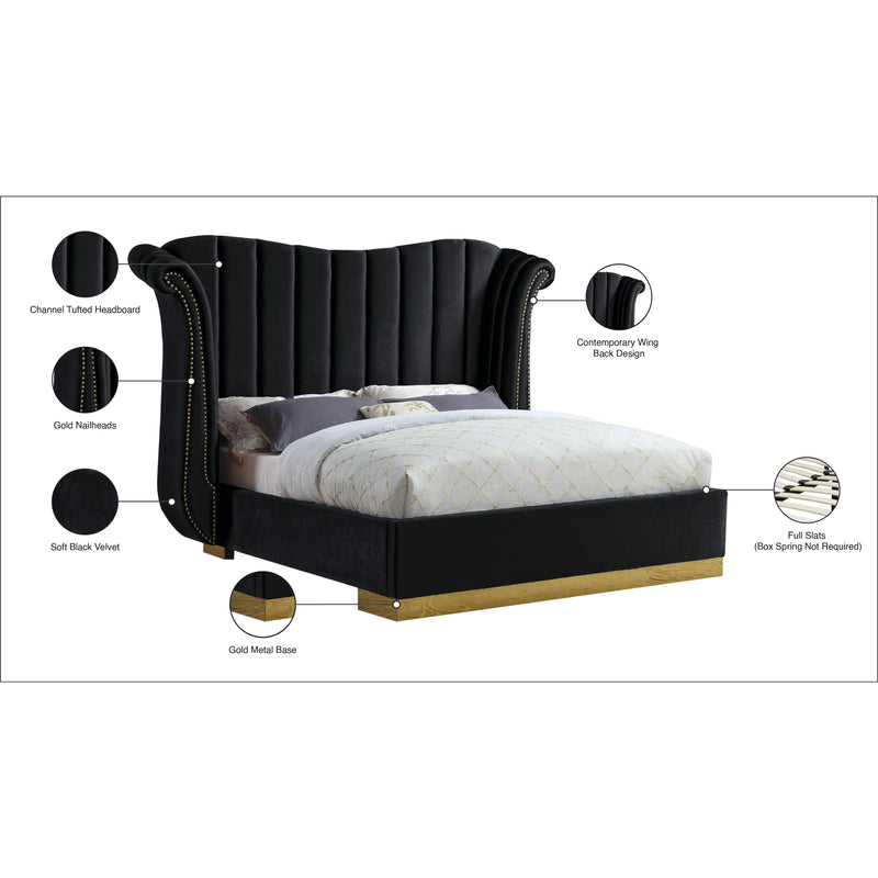 Meridian Flora Black Velvet Queen Bed (3 Boxes) IMAGE 5