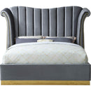Meridian Flora Grey Velvet Queen Bed (3 Boxes) IMAGE 3