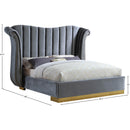 Meridian Flora Grey Velvet Queen Bed (3 Boxes) IMAGE 4