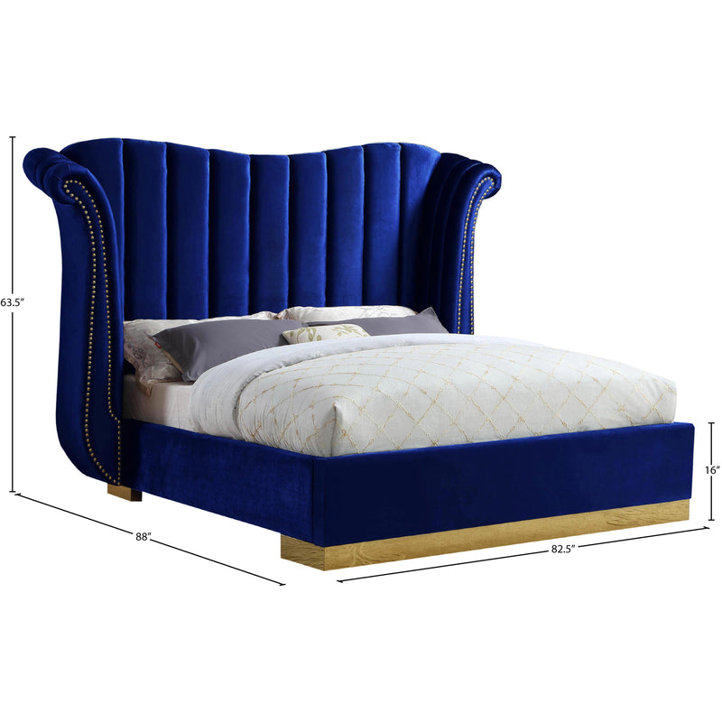 Meridian Flora Navy Velvet Queen Bed (3 Boxes) IMAGE 4