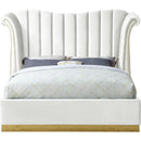 Meridian Flora White Velvet Queen Bed (3 Boxes) IMAGE 3