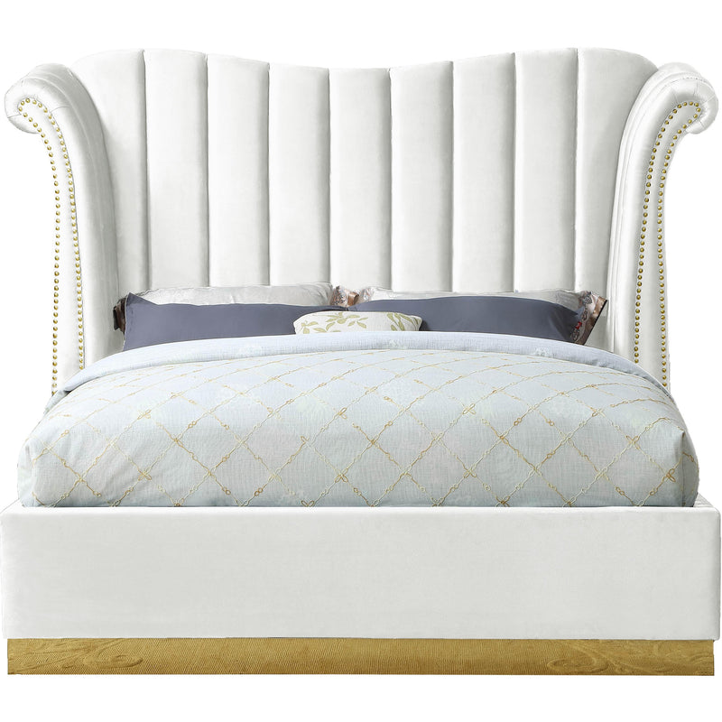 Meridian Flora White Velvet Queen Bed (3 Boxes) IMAGE 3