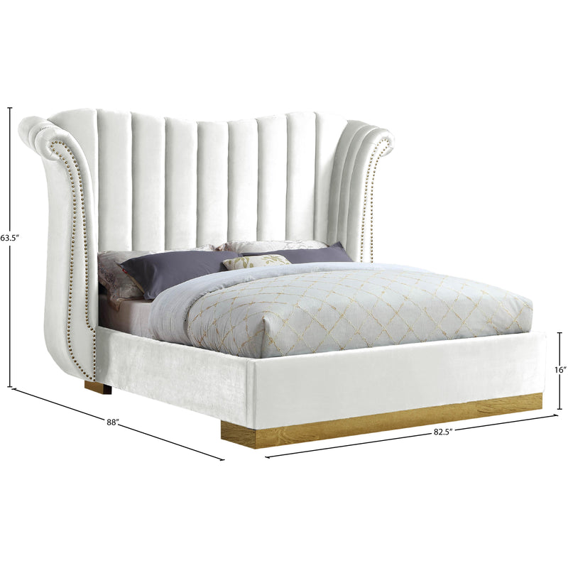 Meridian Flora White Velvet Queen Bed (3 Boxes) IMAGE 4