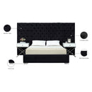 Meridian Grande Black Velvet Queen Bed (3 Boxes) IMAGE 4