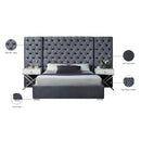 Meridian Grande Grey Velvet Queen Bed (3 Boxes) IMAGE 4