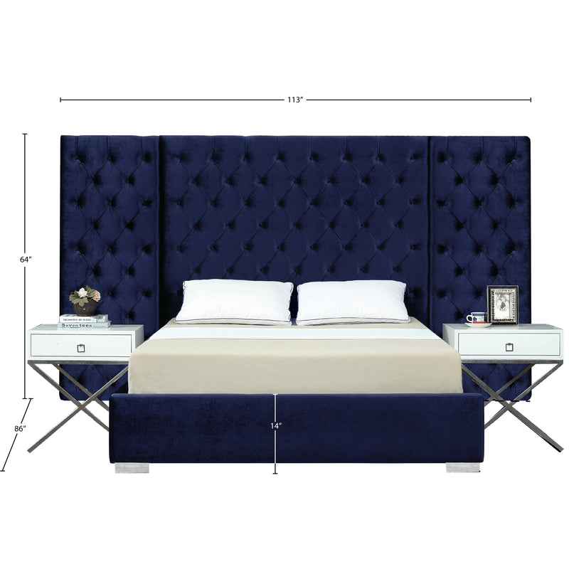 Meridian Grande Navy Velvet Queen Bed (3 Boxes) IMAGE 3