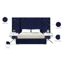 Meridian Grande Navy Velvet Queen Bed (3 Boxes) IMAGE 4