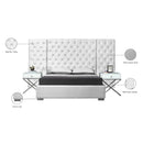 Meridian Grande White Velvet Queen Bed (3 Boxes) IMAGE 4
