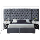 Meridian Grande Grey Velvet King Bed (3 Boxes) IMAGE 3