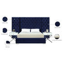Meridian Grande Navy Velvet King Bed (3 Boxes) IMAGE 4