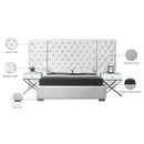 Meridian Grande White Velvet King Bed (3 Boxes) IMAGE 4