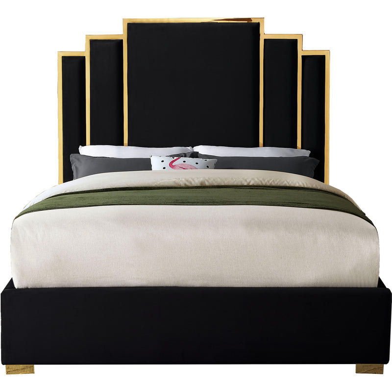 Meridian Hugo Black Velvet King Bed IMAGE 3