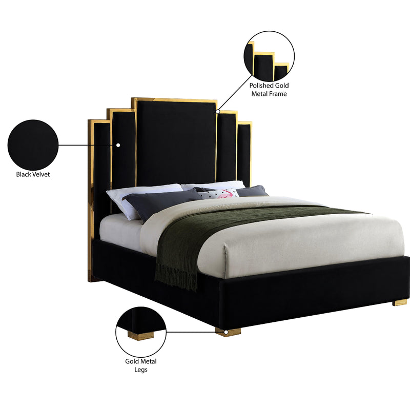 Meridian Hugo Black Velvet King Bed IMAGE 5